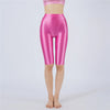 Oil Glossy High-Stretch Knee-Length Shorts Satin Shine Performance Biker Shorts