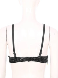 Sparkly Floral Beaded Sequin Belly Dance Bra & Tassel Performance Top