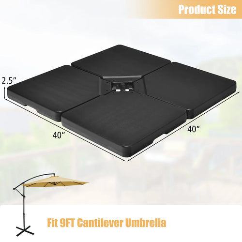 Patio 4pcs 13L Cantilever Offset Umbrella Base Heavy Duty Outdoor Square Black