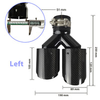 1 Pcs Universal Car Carbon Fibre Tail Throat Silencer Length Black Y-Shaped Double Out Twill Glossy Exhaust Muffler Tip