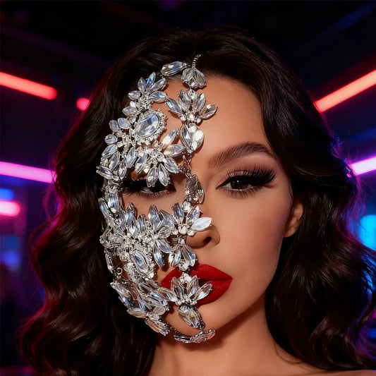 Rhinestone Half Mask Masquerade Jewelry