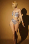 Rhinestone Mesh Stretch Bodysuit