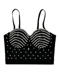 The Stardust Prism Siren – Embroidered Diamond Bustier Corset Crop Top