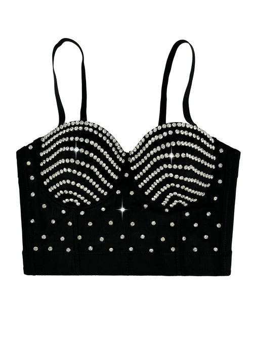 The Stardust Prism Siren – Embroidered Diamond Bustier Corset Crop Top