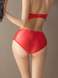 Sexy Candy Color Oil Glossy Sheer High-Waist Thong Panties Satin Smooth Briefs