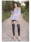 Hollow Out Buckle Shaper Oil Shiny Leggings Garter Belt Pencil Pants