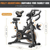 Stationary Exercise Bike Indoor Cycling Bike for Cardio Workout, with Comfortable Seat Cushion, LCD Monitor