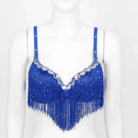 The Stardust Oasis Sirena – Sequined Tassel & Rhinestone Push-Up Belly Dance Bra Top