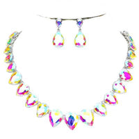 Rhinestone Drop Necklace & Earrings Set