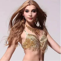 The Stardust Prism Sirena – Deluxe Beaded & Sequined Tassel Belly Dance Bra Top