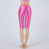Oil Glossy High-Stretch Knee-Length Shorts Satin Shine Performance Biker Shorts