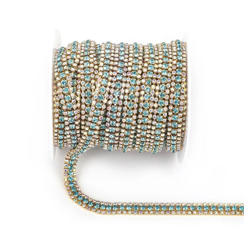 The Stardust Triple Crown – 3-Row Glass Crystal Rhinestone Cup Chain Trim