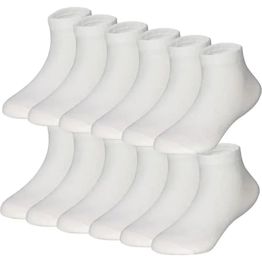 6 Pairs of White, Breathable Sports and Leisure Cotton Socks for Men's Sizes 36 - 42