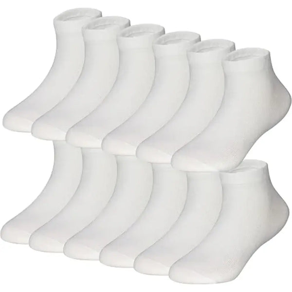 6 Pairs of White, Breathable Sports and Leisure Cotton Socks for Men's Sizes 36 - 42