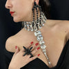 Long Geometric Crystal Rhinestone Choker Necklace