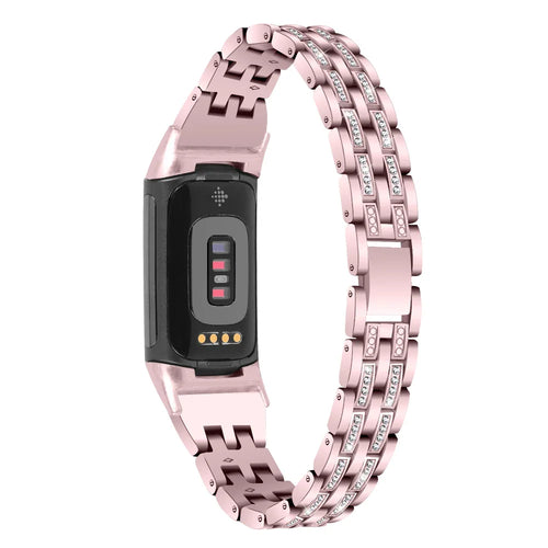 Fitbit Charge 5 6 Metal Band - Stylish Diamond Strap