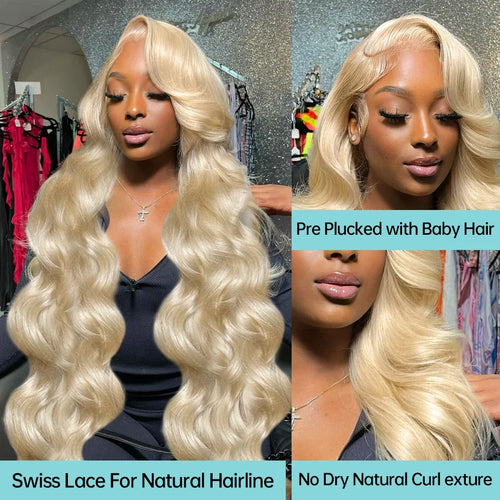 613 Blonde Colored Body Wave Full Frontal HD Transparent 13x4 13x6 Lace Human Hair Wigs Lace Front Wigs For Women 34 36 Inch