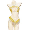 Sparkly Samba Carnival Stone Wire Bra & Thong Two-Piece Stage Costume Set