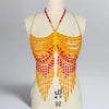 Handmade Multilayer Beaded Bra Chain & Vibrant Sunset Chest Harness