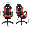 Gaming Chair Massage w Bluetooth Speakers RGB LED Lights,Ergonomic，Footrest,Height Adjustable Adults w Back Lumbar Support Red