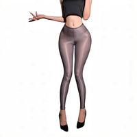 Women's Oil Glossy Sheer High-Stretch Pencil Pants Satin Smooth Leggings