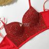 Colored Rhinestone Longline Costume Bra