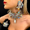 Rhinestone Geometric Crystal Necklace Earrings Set