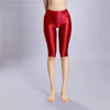 Women's Oil Glossy Sheer High-Waist Shaping Shorts Satin Smooth Leggings