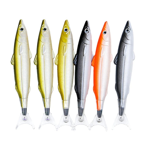 QX2B 6 Pack Pens Fishing Party Ballpoint Pen Fishing Pen Fish Shaped Pen Gift Creative Stationery Office Supplies