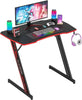 Modern Z-Shaped Gaming Desk Computer Desk for Home Office with Headphone Hook - Sturdy Workstation Table with Spacious Desktop