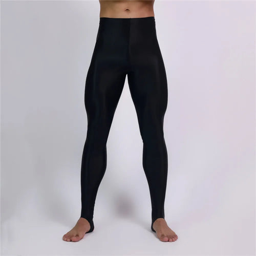 Men's Oil Glossy Sheer High-Stretch Pencil Pants Satin Smooth Leggings