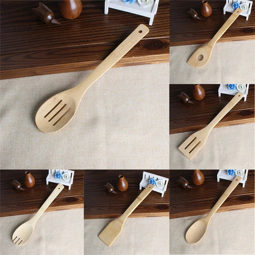 6 Pieces Bamboo Spoon Spatula Kitchen Utensil Wooden Cooking Tool Mixing Set EzBuyCo
