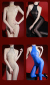 5D 912 PIN Backless Halter Oil Glossy Sheer Bodysuit Leotard