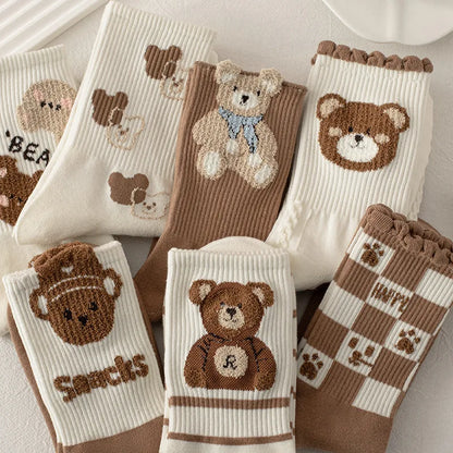 Women Socks Cotton Animal Print Autumn Winter Ladies Sock Fashion Cute Bear Calcetines Harajuku Calcetines Mujer Gift For Girls