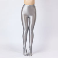 Oil Glossy High-Stretch Satin Pencil Pants & Leopard Print Leggings