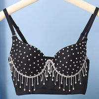 Rhinestone Fringe Embellished Showgirl Bra