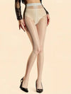 Striped Oil Glossy Sheer High-Waist Shaping Pantyhose Shiny Dance Tights