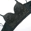 Colored Rhinestone Longline Costume Bra