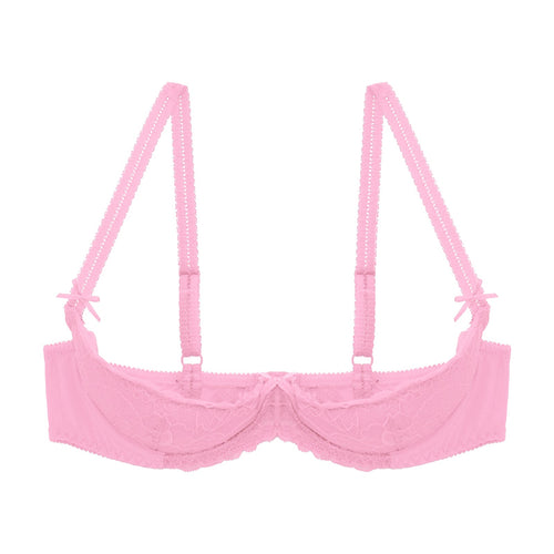 Lace Underwire Half-Cup Push-Up Bra