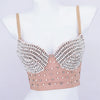 Rhinestone Beaded Bustier Corset Crop Top High Fashion Evening Party Bralette
