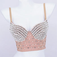 Rhinestone Beaded Bustier Corset Crop Top High Fashion Evening Party Bralette