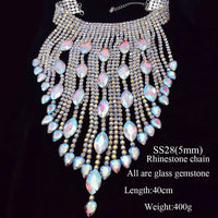 Rhinestone Crystal Long Fringe Tassel Necklace
