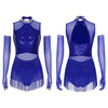 Sparkly Sequin & Fringe Dance Dress with Gloves Latin Stage Performance Costume