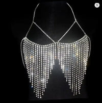 Dazzling Crystal Tassel Body Chain & Skirt Set