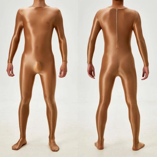 Candy Color Oil Glossy Full-Body Shaping Bodysuit Satin Smooth Leotard