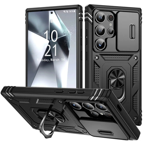 For Samsung Galaxy S24/S24+/S24 Ultra 5G Phone Case Hybrid Ring Kickstand Card Slot Camera Protection Hard Shockproof Cover