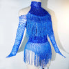 Rhinestone Tassel Mesh Performance Bodysuit