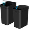 2 Pack 12L Bathroom Automatic Trash Can Touchless Motion Sensor Slim Garbage Can  Lid for Bedroom Living room Office Black