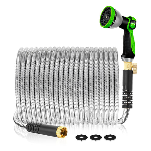 100/50/25FT Stainless Steel Garden Water Hose Mutifunctional Household Car Washing Yard Water Sprayer Pipe Tube Nozzle Sprinkle