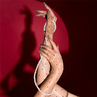 Ultra-Thin 1D Dot Oil Shiny Opera Length Gloves Sheer Glossy Performance Gloves